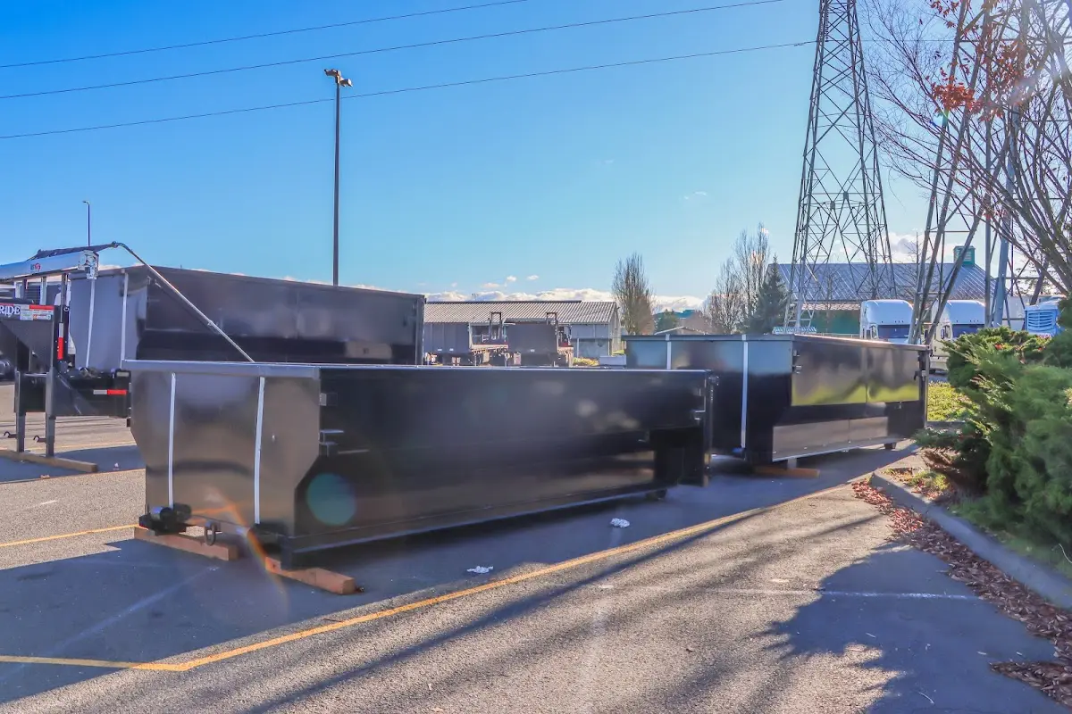 Roll-off dumpster ready for waste disposal at job site for 6 Yard Dumpster Rental in Roanoke Rapids